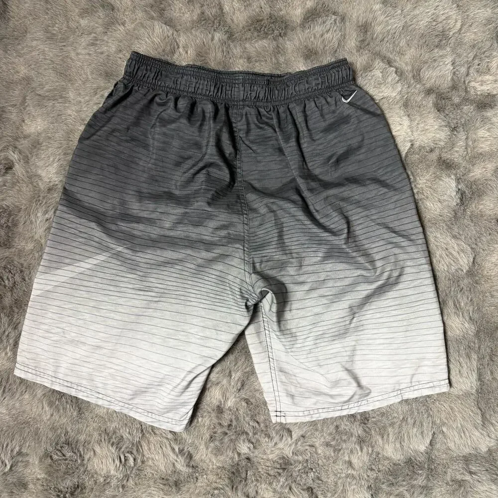 Men's NIKE Ombre Grey Gray Logo Athletic Shorts Swim Trunks Size Medium